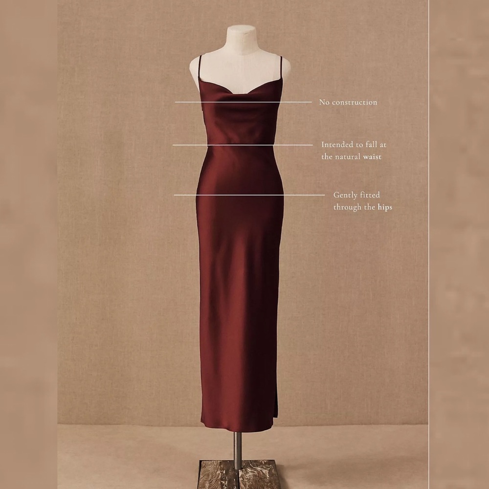 BHLDN Cali Satin Cowl-Neck Midi Slip DressI - Picture 3 of 4